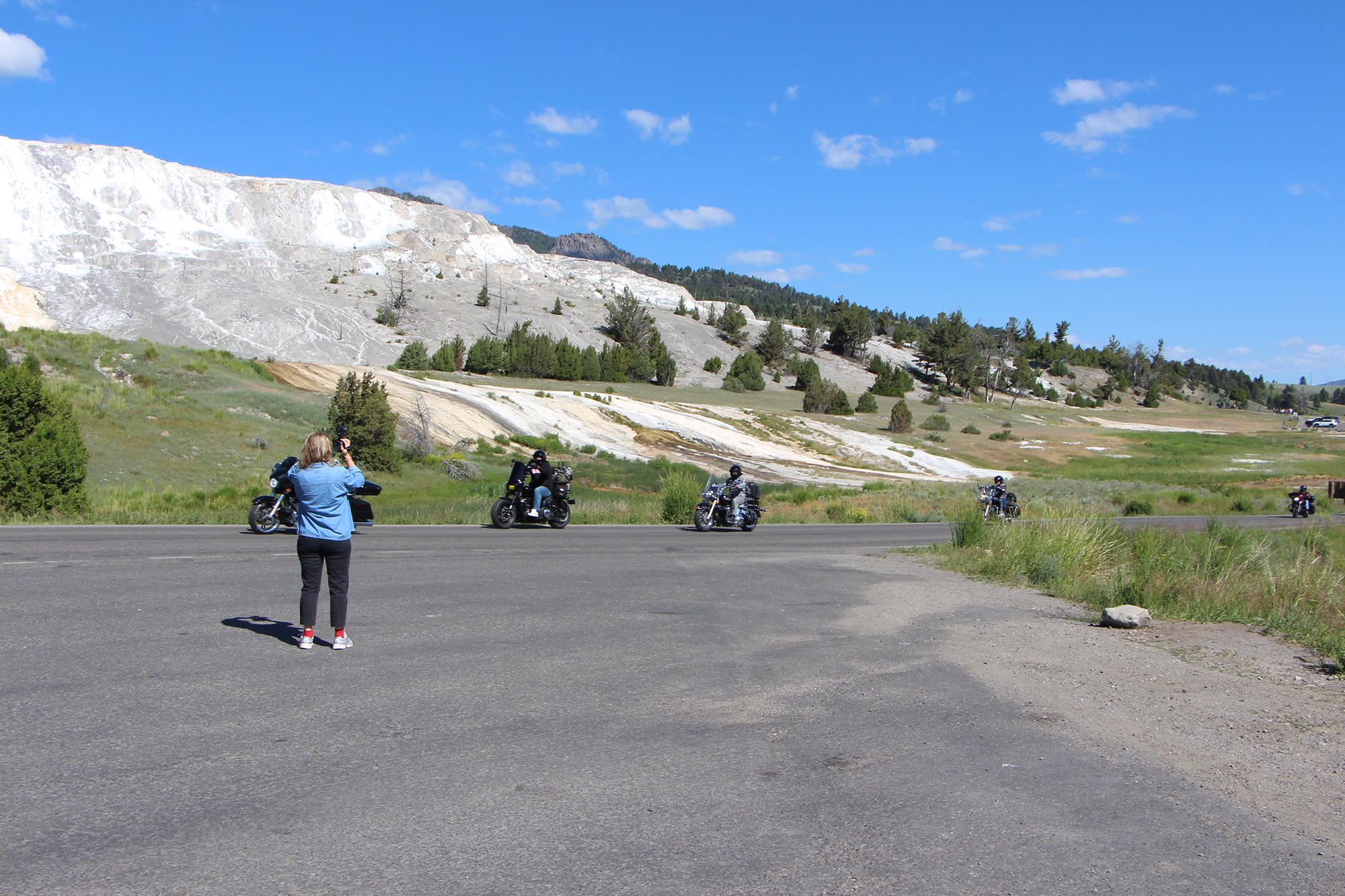 Michelle filmed a parade of noisy motorcycles.