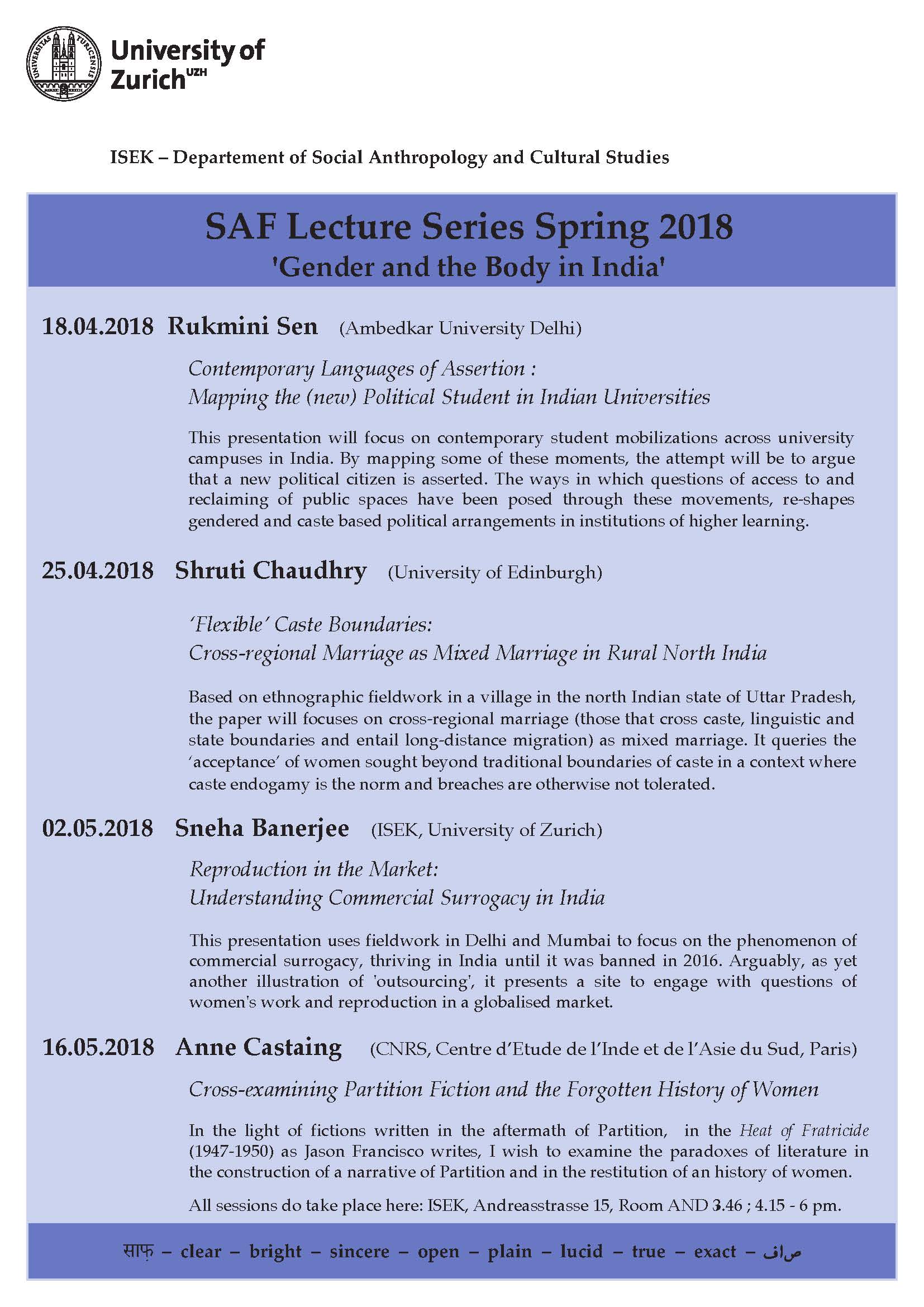 SAF Lecture Series FS18